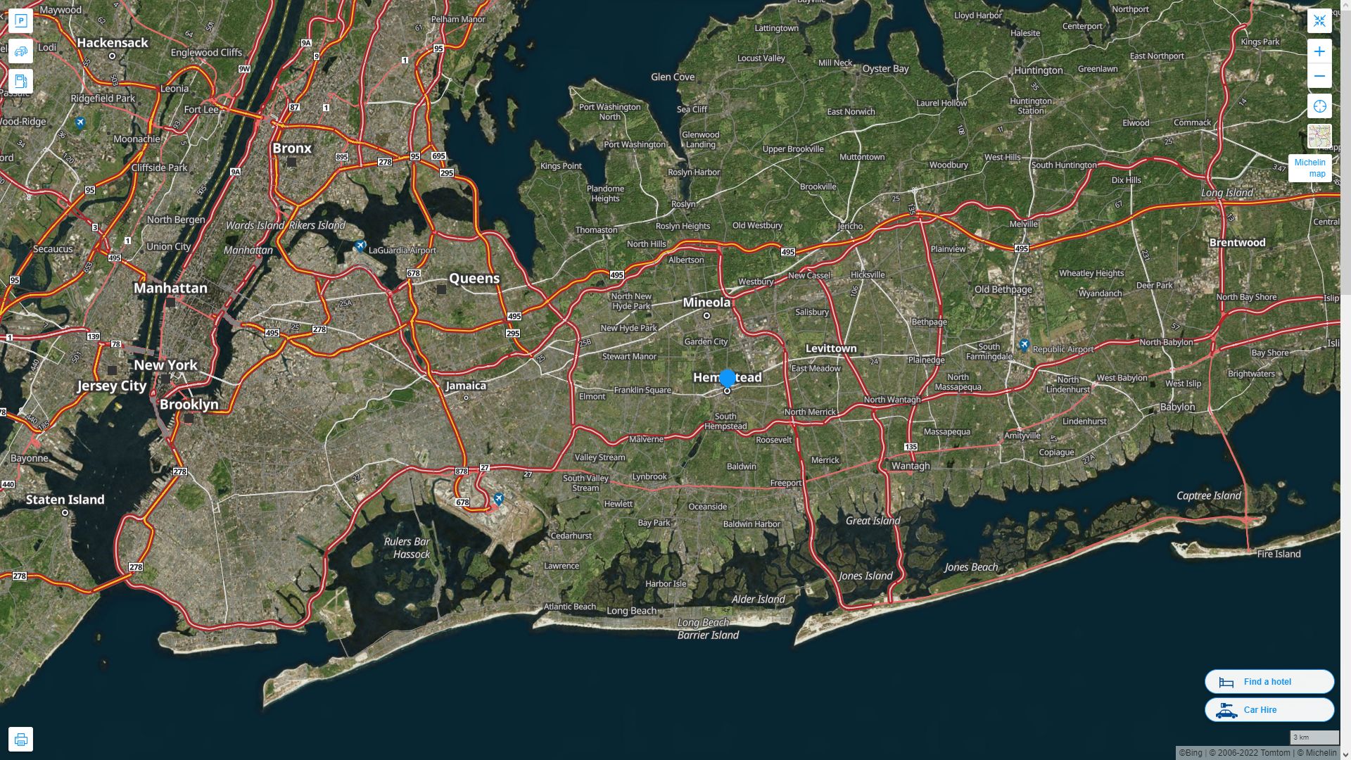 Hempstead New York Highway and Road Map with Satellite View
